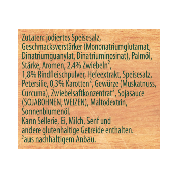 Knorr Goldaugen Rindsuppe, 12 Würfel, Rückseite Zutaten